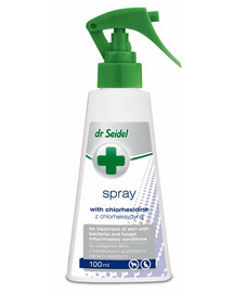 DR SEIDEL Kloorheksidiinisprei 100 ml bakteriaalsete ja seenhaiguste põhjustatud nahapõletike puhul.