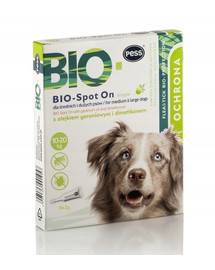 PESS BIO Spot-on tilgad puukide ja kirpude vastu keskmist ja suurt kasvu koertele 4x2 g geraaniumiõli ja dimetikooniga