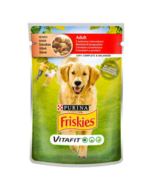 FRISKIES Vitafit Adult veiseliha ja kartuliga kastmes 20x100g märja koeratoiduga