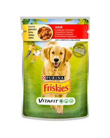 FRISKIES Vitafit Adult veiseliha ja porgandiga 20x100g märja koeratoiduga