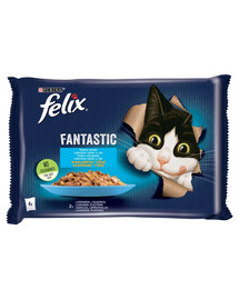 FELIX FANTASTIC Kala maitsega želee 4x85g märja kassitoit