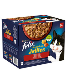 FELIX Sensations Jellies Kaimo skoniai drebučiuose 96x85g šlapias kačių maistas