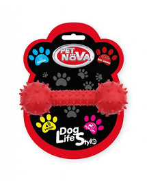 PET NOVA DOG LIFE STYLE Hantli koos kellaga 14cm, punane, veiseliha maitsega