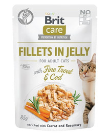 BRIT Care Fillets in Jelly  väikese forelli ja tursaga 24 x 85 g tarretises