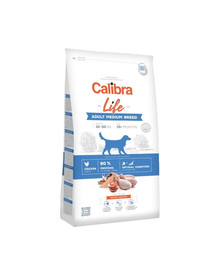 CALIBRA Dog Life  Keskmist tõugu täiskasvanudele kanaga 12 + 2 kg
