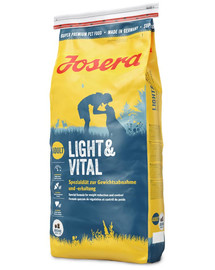 JOSERA Light & Vital 15kg Koertele, kellel on kalduvus kaalus juurde võtta või kes on ülekaalulised.