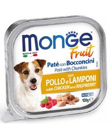 MONGE Fruit Dog puuviljapasteet kana ja vaarikatega 100 g