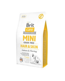 BRIT Care Mini Hair&Skin 7 kg Täistoit täiskasvanud miniatuurset tõugu koertele, kellel on pikk karvkate, mis vajab erilist hoolt või kelle nahk on tundlik.