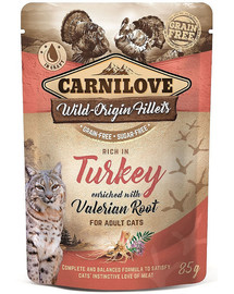 CARNILOVE Cat Pouch Turkey & Valerian 85g kalkun ja palderjan