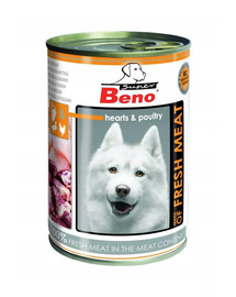BENEK Super BENO Meat linnusüdametega märgtoit täiskasvanud koertele 400 g