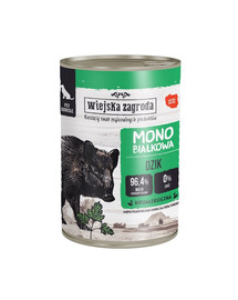 WIEJSKA ZAGRODA монопротеиновый влажный корм для собак из дикого кабана 400г
