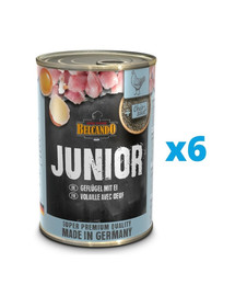BELCANDO Super Premium Junior Linnuliha, munad 6x400 g märgtoit koertele