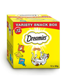 DREAMIES Variety Snack Box kasside maiuspalad kana, juustu ja lõhe maitsega 720 g