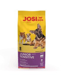 JOSERA JosiDog Junior Sensitive 15kg kuivtoit kutsikatele alates 8. elunädalast. tundliku seedesüsteemiga.