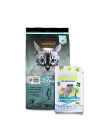 LEONARDO taiskasvanutele GF lõhega 7,5 kg + ARUBA Cat Organic 70 g
