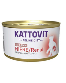 KATTOVIT Feline Diet Niere/Renal Lamb Lambaliha 12 x 85 g Neerufunktsiooni säilitamiseks kroonilise neerupuudulikkuse korral.