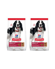HILL'S Science Plan Canine Adult Medium Lamb & Rice Keskmist tõugu koerte toit lambaliha ja riis 36 kg (2x18 kg)