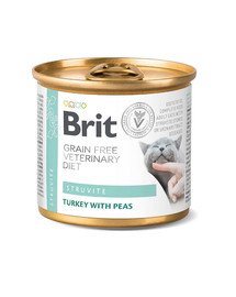 BRIT Veterinary Diet Struvite Turkey&Pea dla kota 200 g  kassidele kalkuni ja hernestega kuseteede probleemide korral.