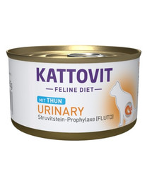 KATTOVIT Feline Diet Urinary Tuna tuunikala 12 x 85 g Struviitkivide ja alumiste kuseteede haiguste kordumise vähendamine kassidel