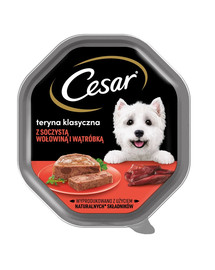 CESAR tacka 14x150 g  märg täistoit täiskasvanud koertele tern koos mahlase veiseliha ja maksaga
