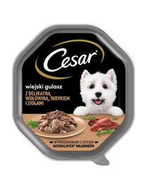 CESAR tacka 14x150 g täisväärtuslik märgtoit täiskasvanud koertele pehme kalkuniliha ja ürtidega kastmes