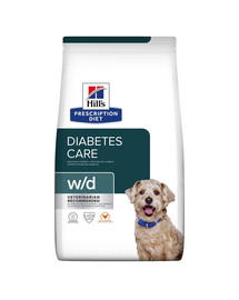HILL'S Prescription Diet w/d Canine 8 (2 x 4 kg) Kuivtoit täiskasvanud koertele, kes ei ole aktiivsed või kes on kastreeritud/steriliseeritud.