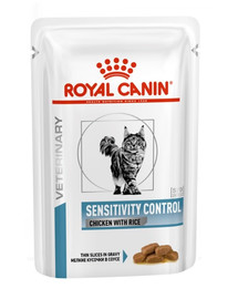 ROYAL CANIN Cat Sensitivity kana ja riis 85 g x 48 tk märgtoit täiskasvanud kassidele, kellel on toidule ebasoodsad reaktsioonid.