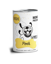 PEPE Pork 99% (sealiha) monoproteiini sisaldav toit 5x400g + 1x400g TASUTA