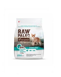 VETEXPERT Raw Paleo Kana, tuunikala ja lõhe steriliseeritud kassidele 250 g