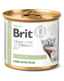 BRIT Veterinary Diet Diabetes Lamb&Pea diabeedi korral kassidele 12x200g lambaliha ja hernestega