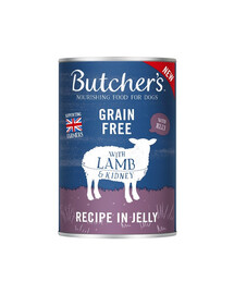BUTCHER'S Original Recipe in Jelly, koeratoit, lambaliha tükkidega želees, 6 x 400g