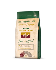 FITMIN Dog Nutritional Programme Medium Maxi Puppy Lambaliha ja loomaliha 12 kg keskmist ja suurt tõugu kutsikatele