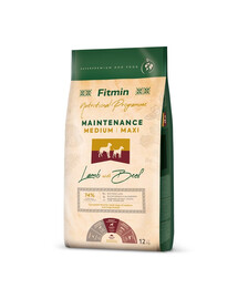 FITMIN Dog Nutritional Programme Medium Maxi Maintenance Lambaliha ja veiseliha 12 kg täiskasvanud keskmist ja suurt tõugu koertele