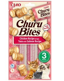 INABA Churu Bites Chicken tuna&salmon wrap 3x10g tuunikala ja lõhe wrap kassidele