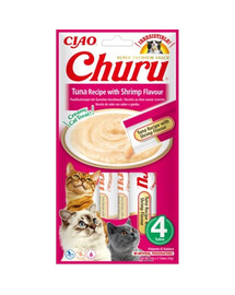 INABA Churu tuunikala krevettidega kassidele 4x14g