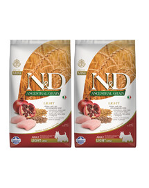 FARMINA N&D Ancestral Grain Dog Light Chicken, Spelt, Oats and Orange 2,5 kg x 2