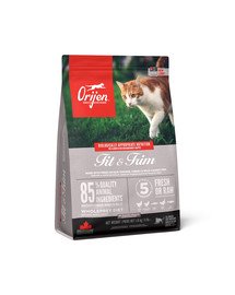 ORIJEN Fit & Trim Cat 1.8 kg Teraviljavaba kuiv täistoit täiskasvanud kassidele, kellel on kalduvus ülekaalule või liigsele kehakaalu tõusule.