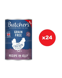 BUTCHER'S Original Recipe in Jelly, koeratoit, kanatükid želees 24 x 400g