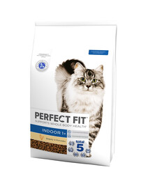 PERFECT FIT Indoor 1+ 7 kg kuiv täistoit täiskasvanud kassidele, mis sisaldab rohkelt kanaliha ja kana