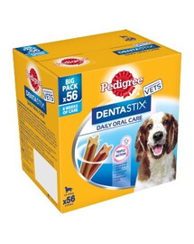 PEDIGREE DentaStix (keskmise tõu) hambaravi koertele 56 tk. - 8x180g + sokid TASUTA