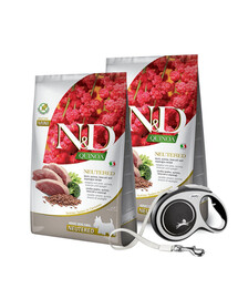 FARMINA N&D Quinoa väikest tõugu koertele pärast kastreerimist part, brokoli ja spargel 2 x 7 kg + FLEXI New Comfort L rihm 8 m KINGITUSEKS
