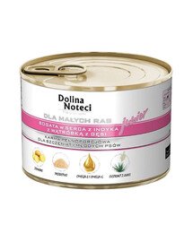 DOLINA NOTECI Premium Junior konservai mažoms veislėms su kalakutienos širdimis ir žąsų kepenėlėmis 185 g