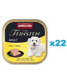 ANIMONDA Vom Feinsten Adult Turkey&Cheese 22x150 g kalkunit ja juustu täiskasvanud koertele
