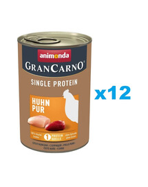 ANIMONDA Gran Carno Single Protein Adult Chicken Pur 12x400 g kana täiskasvanud koertele