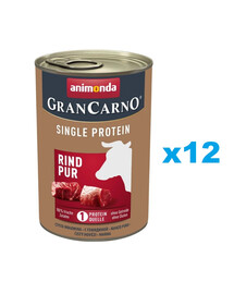 ANIMONDA Gran Carno Single Protein Adult Beef Pur 12x400 g veiseliha täiskasvanud koertele