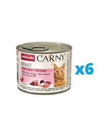 ANIMONDA Karma Carny Adult komplekt kalkuni, kanaliha ja krevettidega 6 x 200 g