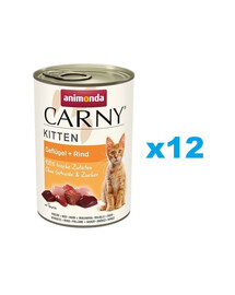 ANIMONDA Carny Kitten Poultry&Beef 12x400 g kodulinnu- ja veiseliha kassipoegadele
