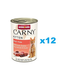 ANIMONDA Carny Kitten Beef&Turkey 12x400 g veiseliha ja kalkuniliha kassipoegadele