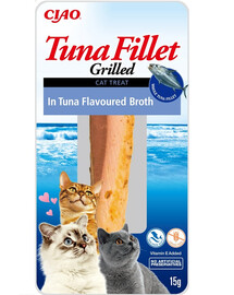 INABA Tuna fillet in tuna flavoured broth 15g tuunikalafilee tuunikalaga maitsestatud puljongis kassidele