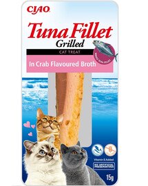 INABA Tuna fillet in crab flavoured broth 15g tuunikala filee krabipuljongis kassidele